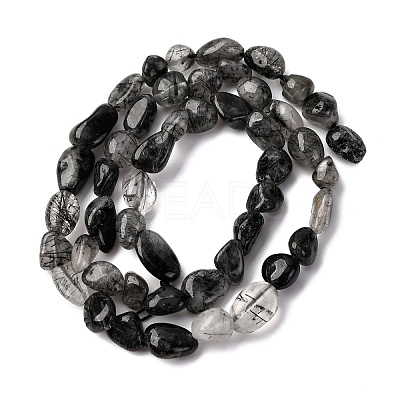 Natural Black Rutilated Quartz Beads Strands G-F439-08-1