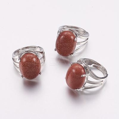 Natural & Synthetic Gemstone Wide Band Finger Rings RJEW-K224-A-1