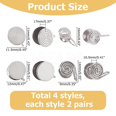 16Pcs 4 Styles Brass & 304 Stainless Steel Cuff Earrings EJEW-HS0001-18P-1