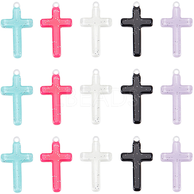 30Pcs 5 Colors Opaque Acrylic Pendants OACR-SC0001-35-1