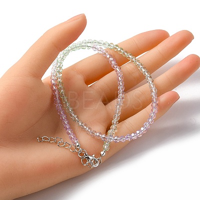 Bling Glass Round Beaded Necklace for Women NJEW-PH01490-04-1