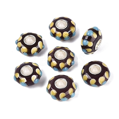Handmade Lampwork & Brass Core European Beads LAMP-N044-13S-01-1