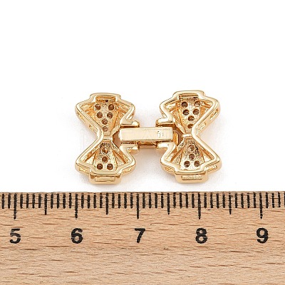 Brass Micro Pave Clear Cubic Zirconia Fold Over Clasps KK-C075-41G-1
