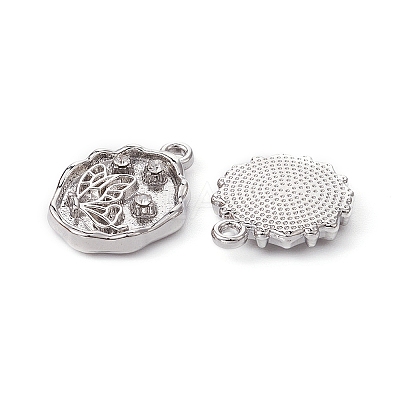 5Pcs 5 Styles Alloy Crystal Rhinestone Flat Round Pendants FIND-YW0003-58-1