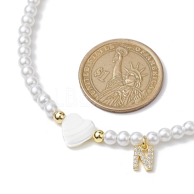 Brass Micro Pave Grade AAA Cubic Zirconia Letter Pendant Necklaces NJEW-JN04771-14-1