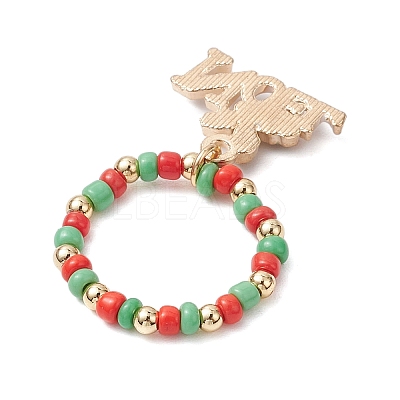 Christmas Theme Glass Seed Beads Stretch Ring Sets RJEW-TA00163-1