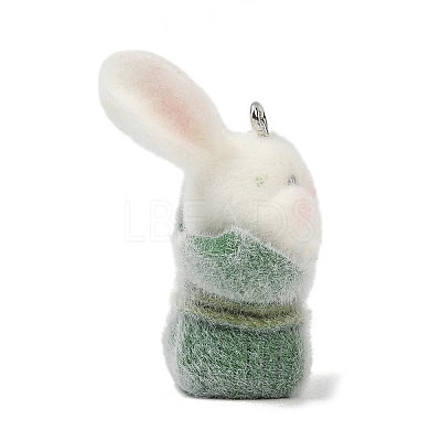 Animal Theme Flocky Opaque Resin Pendants RESI-H042-01P-11-1