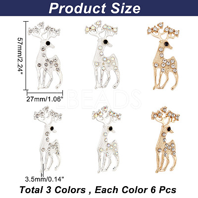 18Pcs 3 Colors Alloy Rhinestone Filigree Joiners PALLOY-AR0001-30-1