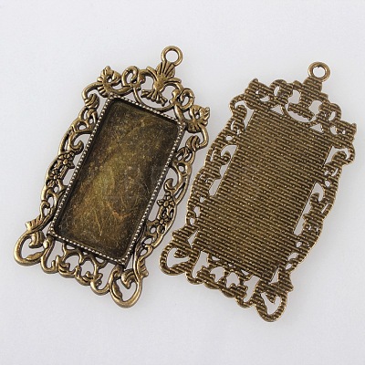 Vintage Tibetan Style Alloy Large Pendant Cabochon Bezel Settings X-TIBEP-M018-129AB-NF-1