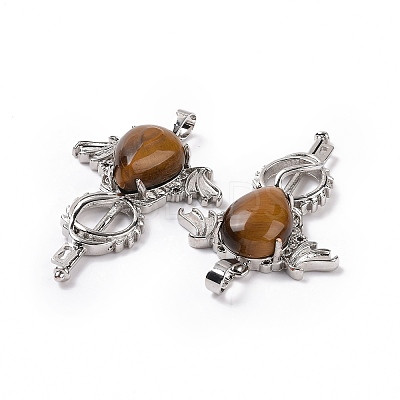 Natural Tiger Eye Teardrop Pendants G-P496-03P-22-1