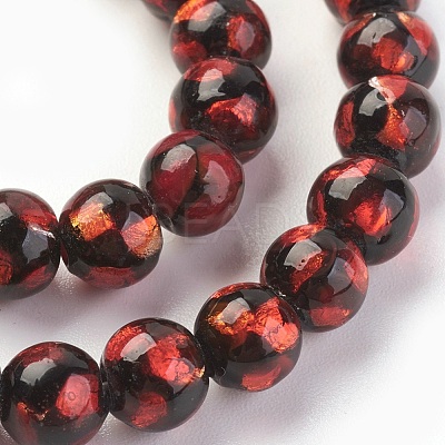 Handmade Silver Foil Glass Lampwork Beads LAMP-P051-G07-6mm-1