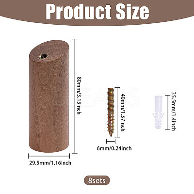 8Sets Column Wood Wall Hooks AJEW-GL0003-35A-1
