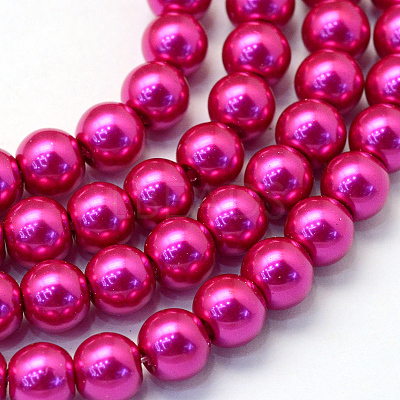 Baking Paint Pearlized Glass Pearl Round Bead Strands X-HY-Q003-4mm-17-1