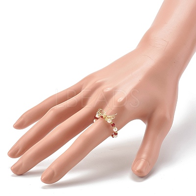 Imitate Austrian Crystal Bicone Glass Beaded Finger Rings RJEW-TA00003-03-1
