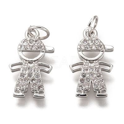 Brass Micro Pave Clear Cubic Zirconia Pendants ZIRC-C020-36P-1