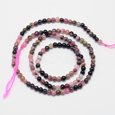 Natural Multicolor Tourmaline Round Bead Strands X-G-I162-01-3mm-1