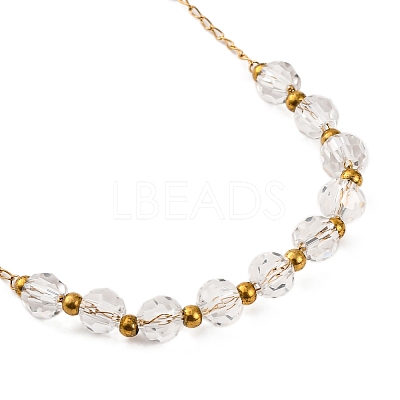 Ion Plating(IP) Crucifix Cross 304 Stainless Steel Rosary Bead Necklaces NJEW-M075-03G-01-1