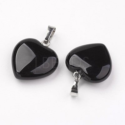 Natural Black Agate Pendants G-G956-B04-FF-1