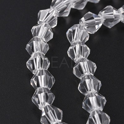 Clear Faceted Glass Bicone Beads Strands X-GLAA-S026-6mm-07-1