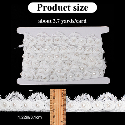 2.7~3 Yards Polyester Lace Trim SRIB-GF0001-30-1