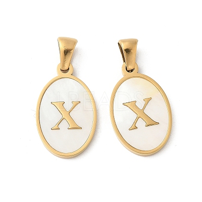Natural Shell Oval with Initial Pendants STAS-I351-23G-X-1