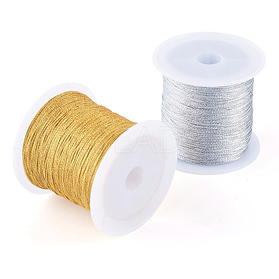 2 Rolls 2 Colors 6-Ply Round PET Metallic Thread MCOR-TA0001-03B-1