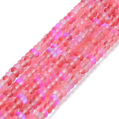 Frosted Transparent Glass Beads Strands X-FGLA-M002-01A-1