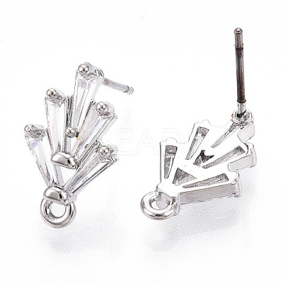 Brass Cubic Zirconia Ear Studs MAK-T011-04P-1