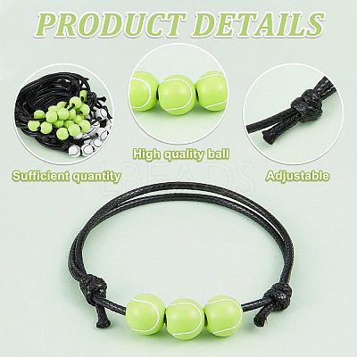 20Pcs 2 Colors Plastic Round Beaded Bracelets Set with Wax Rope BJEW-GF0001-11-1