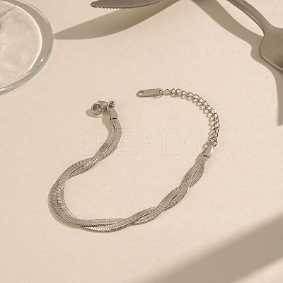 304 Stainless Steel 2-Strand Twisted Flat Snake Chain Bracelets MC1160-1