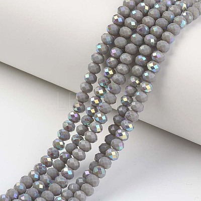 Electroplate Opaque Solid Color Glass Beads Strands EGLA-A034-P8mm-L13-1
