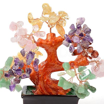 Natural Gemstone Chips Money Tree Bonsai Display Decorations DJEW-B007-08B-1