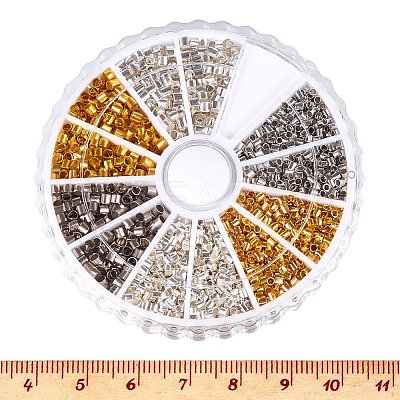 1 Box 3 Color Column Brass Crimp Beads for Jewelry Making Size 1.5~2x1.5~2mm KK-PH0009-02-B-1