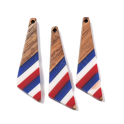 Independence Day Opaque Striped Resin & Walnut Wood Pendants RESI-U010-02F-1
