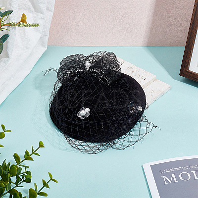 Velet Pillbox Stewardess Fascinator Hat Base for Millinery AJEW-WH0248-757B-1