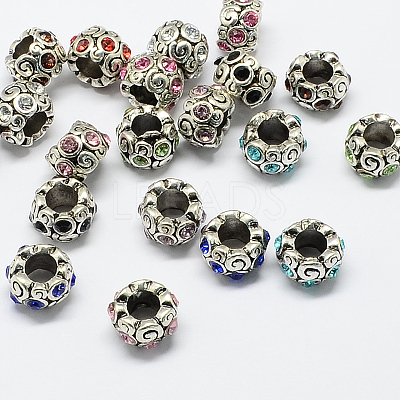 Alloy Rhinestone European Beads MPDL-R036-09-1