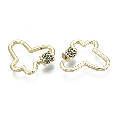 Brass Micro Pave Cubic Zirconia Screw Carabiner Lock Charms KK-R136-071A-NF-1