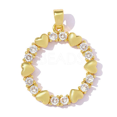 Brass Micro Pave Clear Cubic Zirconia Pendants CU-OY001-47G-01-1