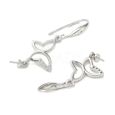 Butterfly Brass Micro Pave Clear Cubic Zirconia Earring Hooks KK-D386-17P-1