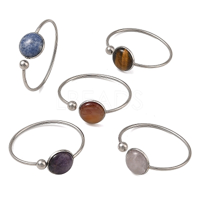 304 Stainless Steel Cuff Bangles for Women BJEW-JB14328-1