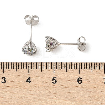 925 Sterling Silver Moissanite Rhinestone Stud Earrings EJEW-U042-05P-03-1
