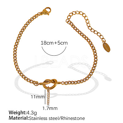 304 Stainless Steel Micro Pave Clear Cubic Zirconia Charm Bracelets WG4D47F-10-1