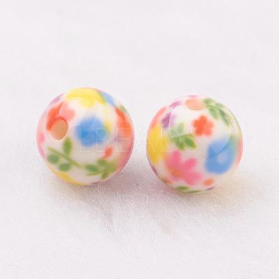 Spray Painted Resin Beads GLAA-F049-A16-1
