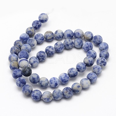 Natural Blue Spot Jasper Round Bead Strands G-D679-6mm-1