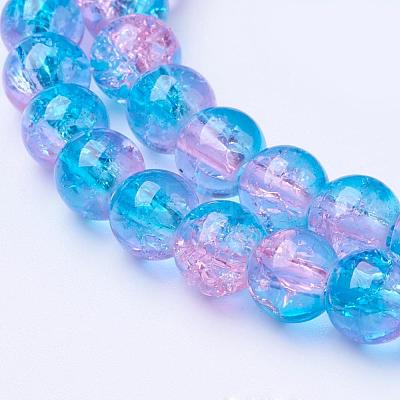 Spray Painted Crackle Glass Beads Strands CCG-Q001-6mm-19-1