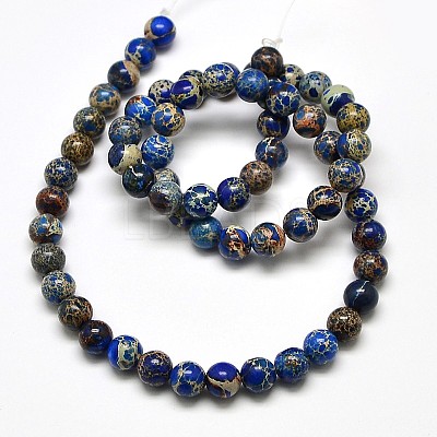 Natural Imperial Jasper Round Bead Strands G-I103-6mm-08-1