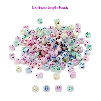 200Pcs Luminous Acrylic Beads MACR-YW0001-39-1