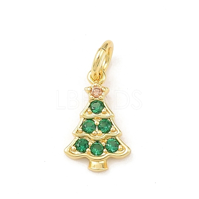 Christmas Brass Micro Pave Cubic Zirconia Pendants KK-K411-02G-1