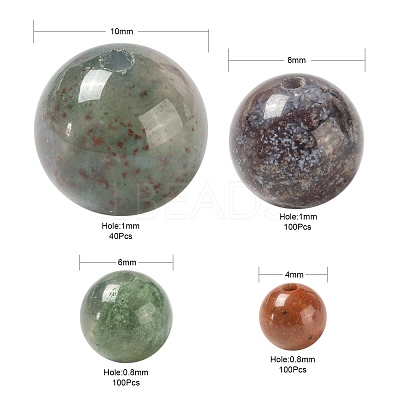 340Pcs 4 Style Natural Indian Agate Beads G-LS0001-46-1
