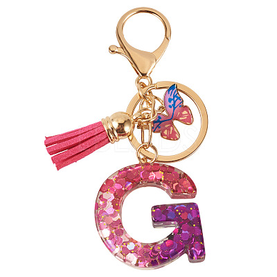 Alloy Resin Butterfly Keychains KEYC-TADJ0002-02G-G-1